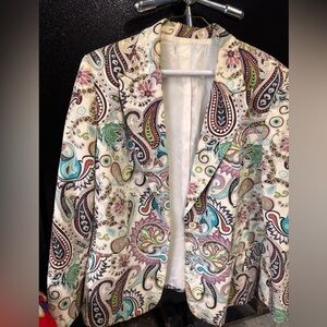 Summer Paisley Print Blazer Jacket - Multicolor Size Medium